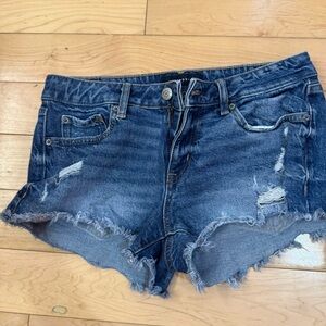 Aeropostale Blue Jean Shorts Distressed Frayed Hem